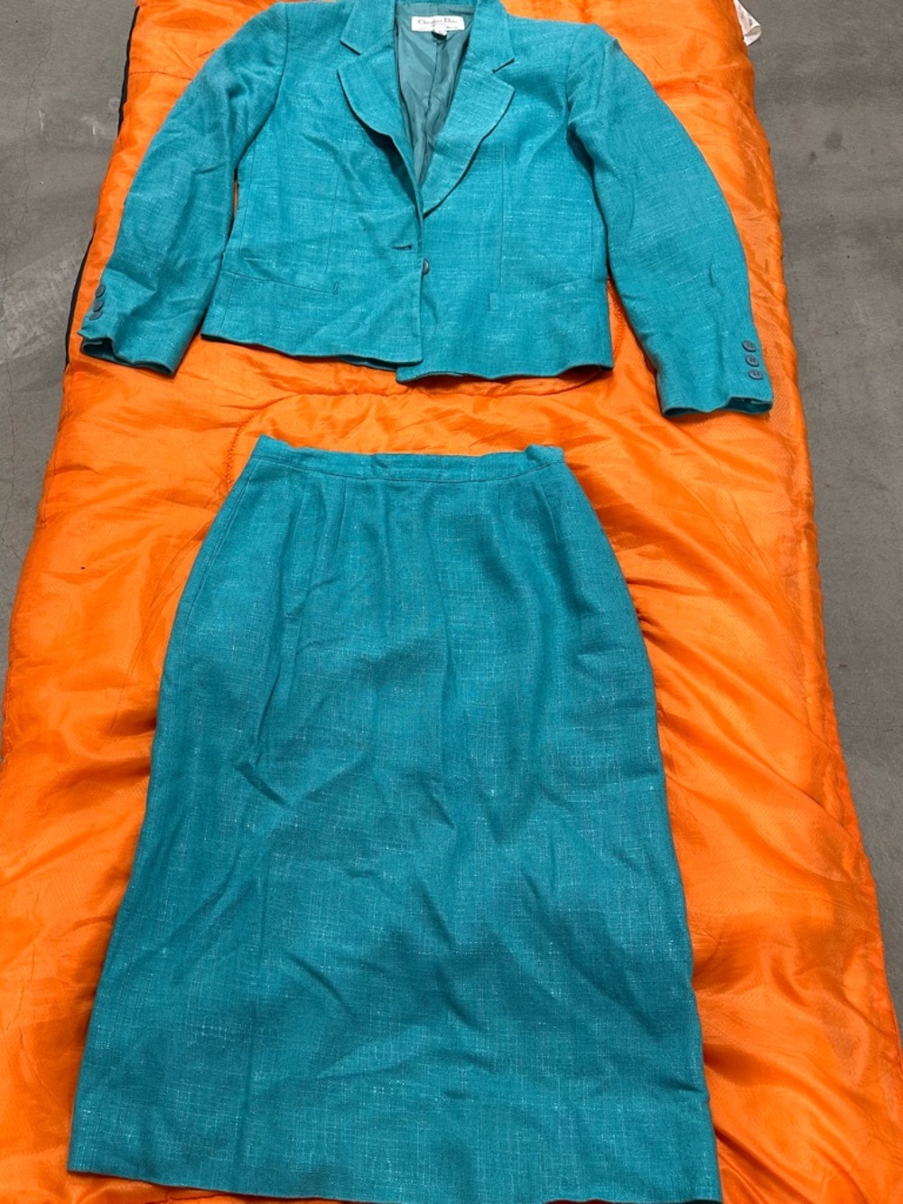 Dior Teal Two-Piece Skirt Suit